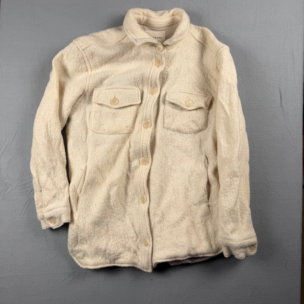 Thread & Supply Ivory Wool Blend Shacket Shirt Jacket J7711BWND Mens Medium